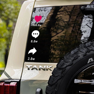 抖音点赞评论转发贴纸汽车创意个性后挡风玻璃三角窗防晒防水装饰