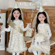 kw家女童亮片背心裙白色生日礼服裙儿童公主连衣裙羽毛千金小姐裙