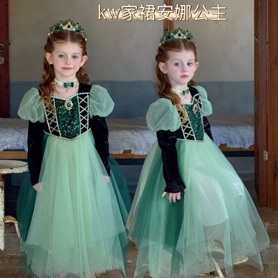 女童安娜公主裙长袖连衣裙
