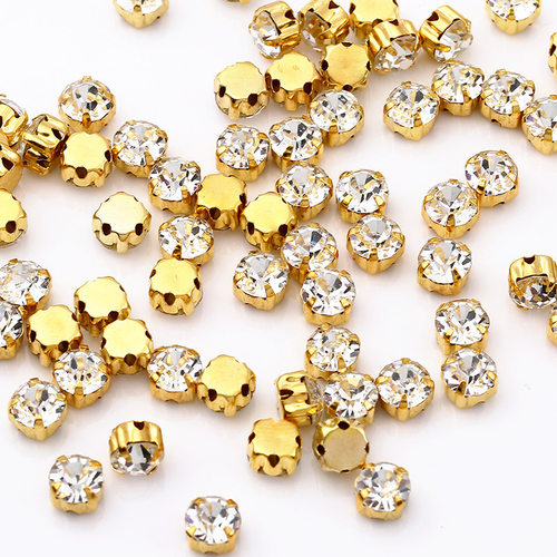 3-10mm圆形单爪钻金银白AB玻璃水晶手缝钻 DIY婚纱服饰礼服爪钻