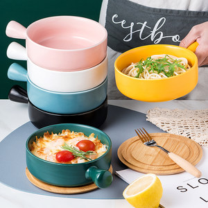陶瓷拉面泡面碗带盖学生创意烘焙早餐碗个性烤箱�h饭碗家用沙拉碗