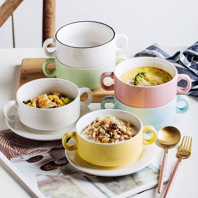 陶瓷碗儿童餐具碗色马卡龙色