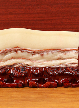 天然石材奇石摆件猪肉石桌面装饰雕刻石摆件13*14*2cm1427g