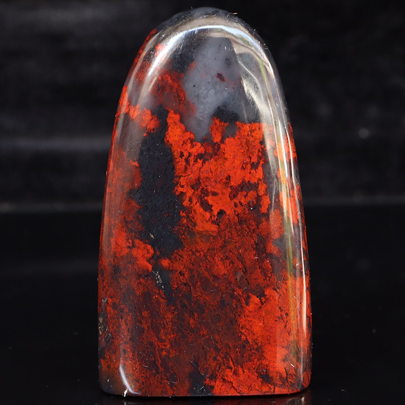 天然玉石印章闲章桂林鸡血玉石摆件乾坤料黑底红37*66*14mm67g