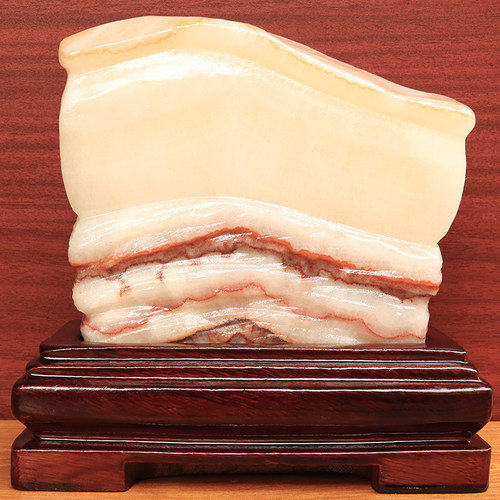 天然石材奇石摆件猪肉石桌面装饰雕刻石摆件18*18*5cm3340g