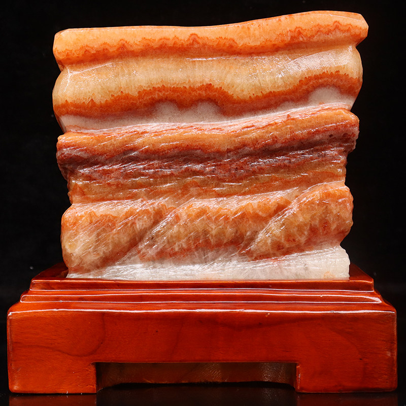 猪肉石天然石肉石广西柳州红烧肉腊肉五花肉摆件32*23*3cm 3970g