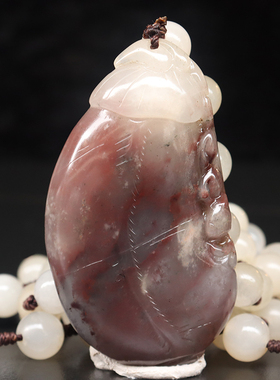 天然鸡血玉上朗料玉化红玉石挂牌