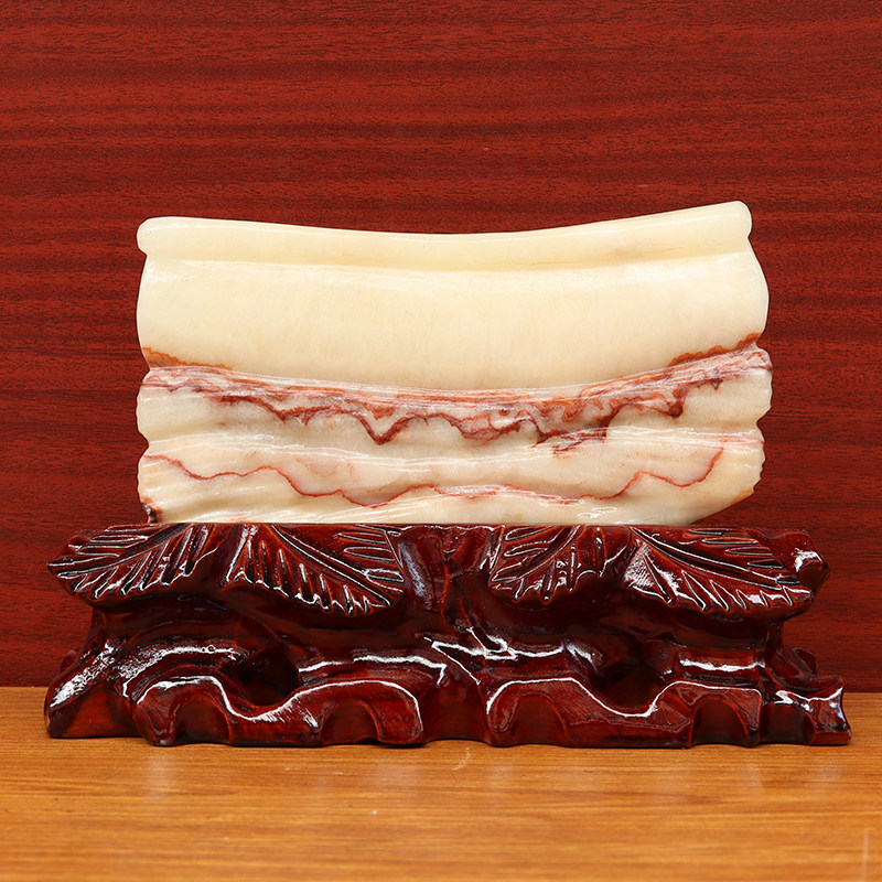 天然石材奇石摆件猪肉石桌面装饰雕刻石摆件20*13*2cm1215g