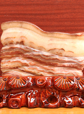 天然石材奇石摆件猪肉石桌面装饰雕刻石摆件20*15*2cm1371g