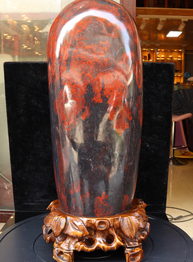 天然玉石桂林鸡血玉摆件口子料黑底红玉红原石47*17*19cm 23888g