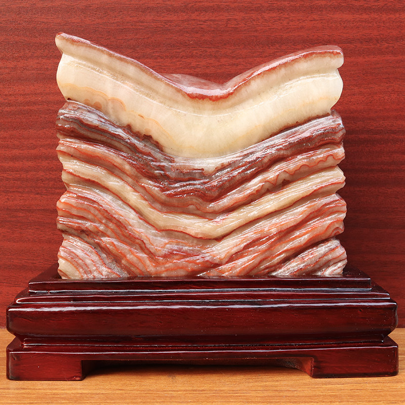 天然石材奇石摆件猪肉石桌面装饰雕刻石摆件24*19*7cm5876g