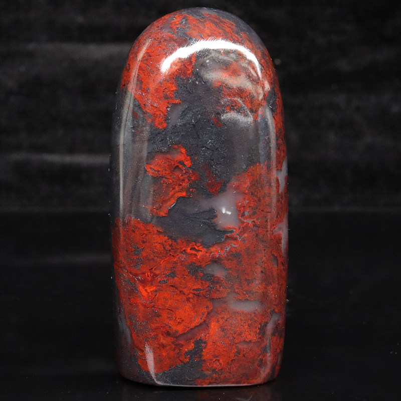天然玉石印章闲章桂林鸡血玉石摆件乾坤料黑底红33*30*71mm146g