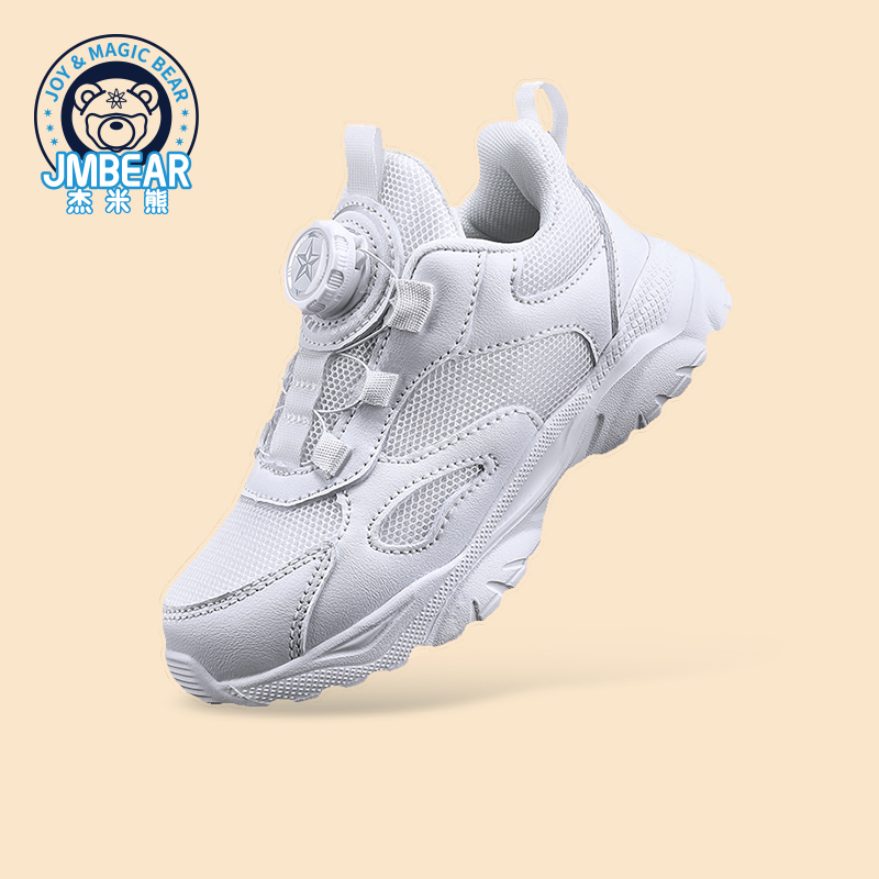 杰米熊男童鞋子2025新款夏季儿童小白鞋中大童网面跑步运动鞋透气