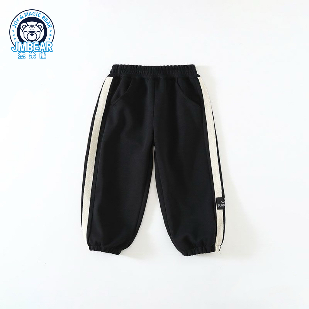 杰米熊童装2024秋季新款男童束脚卫裤女童休闲运动裤儿童裤子
