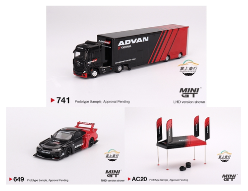 MINIGT #649#741#AC20 阿迪王ADVAN涂装奔驰运输车日产LBWK帐篷