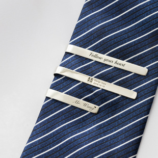 纯银男士领带夹商务高档银行logo来图刻字跨境企业送男友结婚