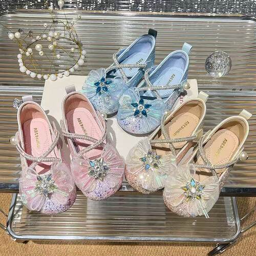 女童艾莎公主单鞋皮鞋鞋子冰雪奇缘水钻儿童公主裙
