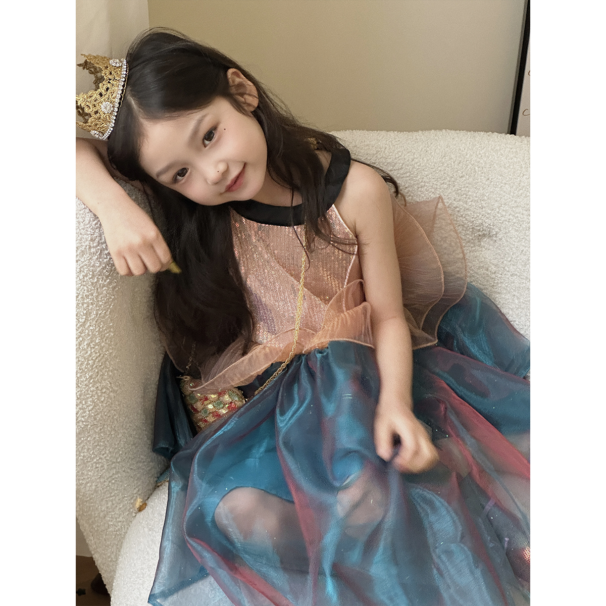 女童美人鱼夏季连衣裙流光幻彩