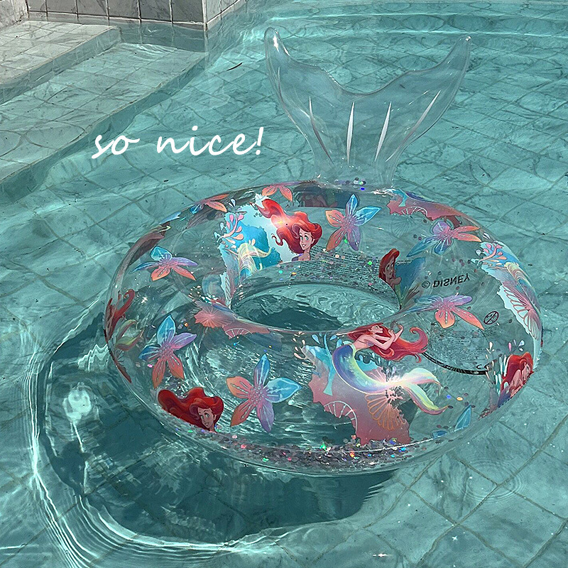 网红透明亮片美人鱼儿童游泳圈