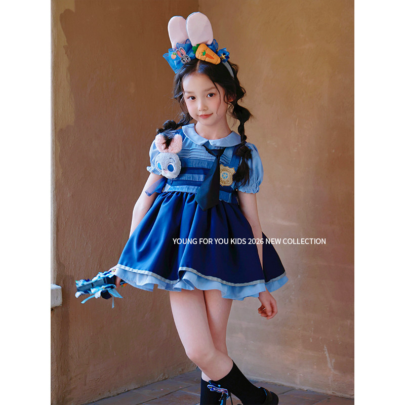 YFY春夏女童朱迪兔子警官连衣裙公主裙cosplay六一节蓬蓬裙生日
