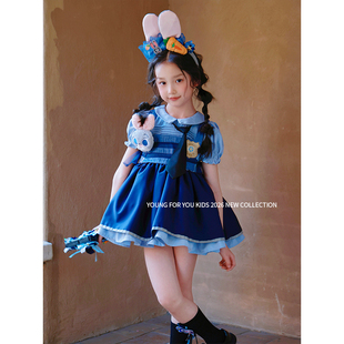 YFY春夏女童朱迪兔子警官连衣裙公主裙cosplay六一节蓬蓬裙生日