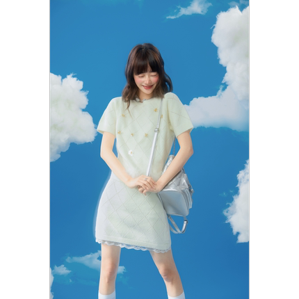 DUBZZY 【噗噗云】设计师小众毛领钉珠千金风短裙套装女M165S24Z