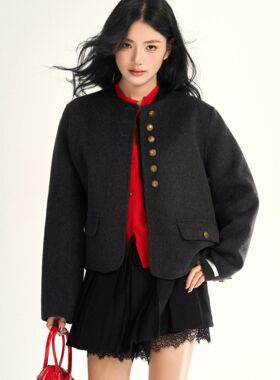 DUBZZY【夜幕流星】返潮复古双面呢财阀千金小香毛呢外套女W082S2