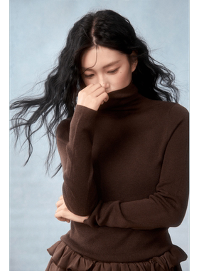 DUBZZY【丝光暖冬】设计师丝光羊毛毛织上衣女打底内搭M103S24Z