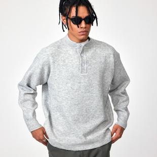 慵懒高级中性风针织衫 松弛感毛线衫 亨利领毛衣男秋季 SlowGang美式