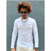 修身 男嘻哈健身黑人重磅秋季 翻领t恤潮ins 圆领打底衫 SlowGang美式