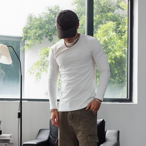 秋季弹力紧身圆领长袖T恤