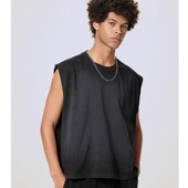 SlowGang水洗喷马骝boxy短款 美式 背心230G纯棉坎肩凉感T恤男潮ins