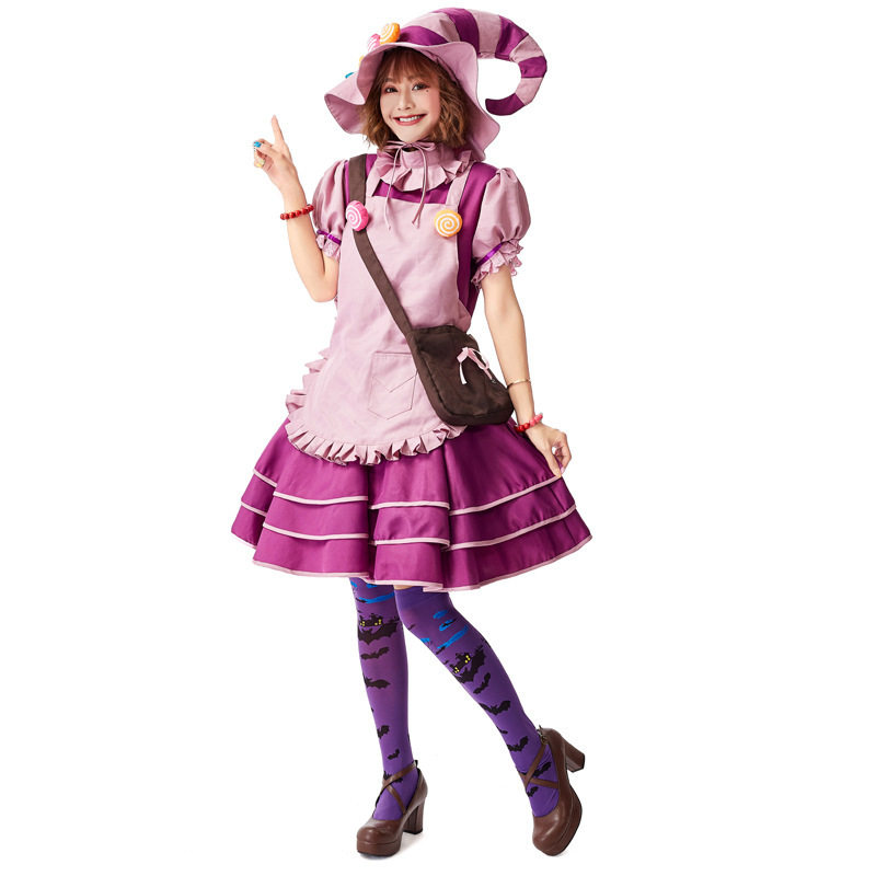 万圣节成人cosplay游戏角色演出服装糖果女巫璐璐紫色连衣裙服装