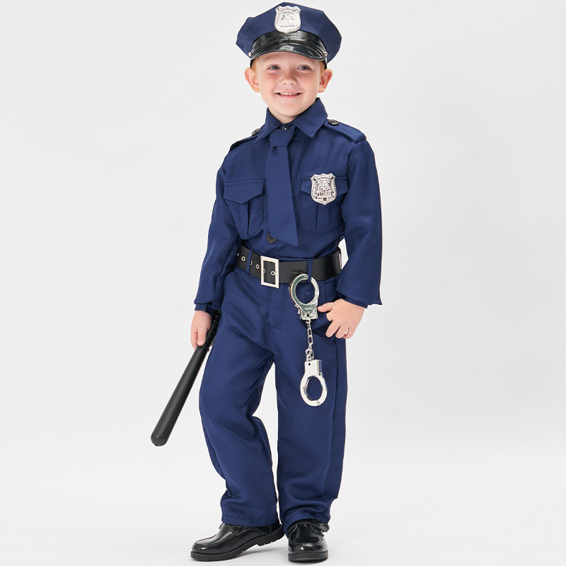 万圣节男童警察英雄角色扮演服装