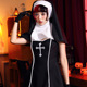 万圣节修女短裙套装 开胸十字印花角色扮演演出服