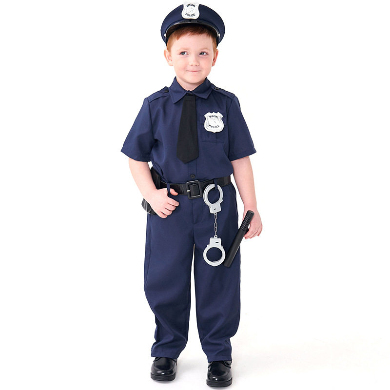 蓝警察装男童角色扮演演出服
