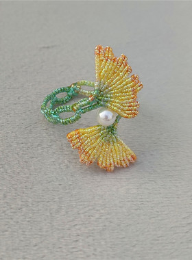 文艺小清新素雅银杏叶戒指