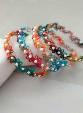 国风彩色蜡线移花手绳