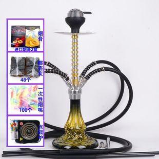新款水烟阿拉伯水烟全套酒吧水烟壶水烟膏料碳双四管玻璃水烟筒