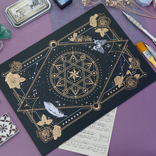 魔法阵黑金透明垫板手工贴膜拼贴切割高颜值雕刻手帐纸皮雕书写垫