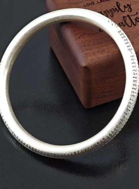 925纯银心经手镯哑光空心