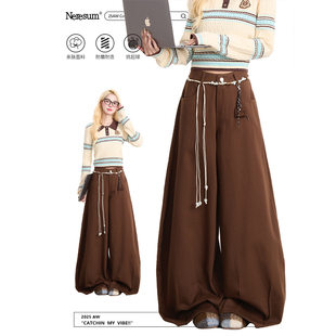 子显瘦阔腿长裤 NERESUM美式 潮牌宽松直筒慵懒裤 女新款 复古休闲裤