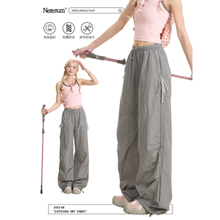 子宽松显瘦休闲裤 NERESUM潮牌美式 女蝴蝶结户外运动速干裤 裤 工装