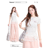 减龄修身 NERESUM满印波点卡通短袖 T恤女韩系轻亚风夏季 显瘦上衣