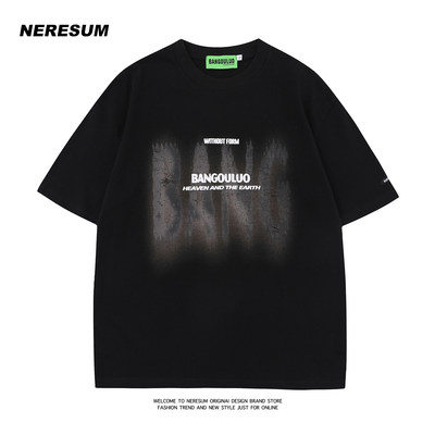 Neresum美式复古涂鸦字母短袖T恤
