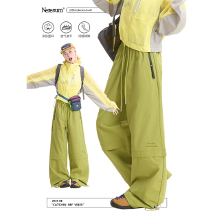 复古户外徒步阔腿伞兵裤 NERESUM工装 解构机能登山裤 女美式 子 裤