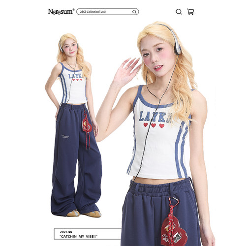 NERESUM夏季辣妹字母吊带背心
