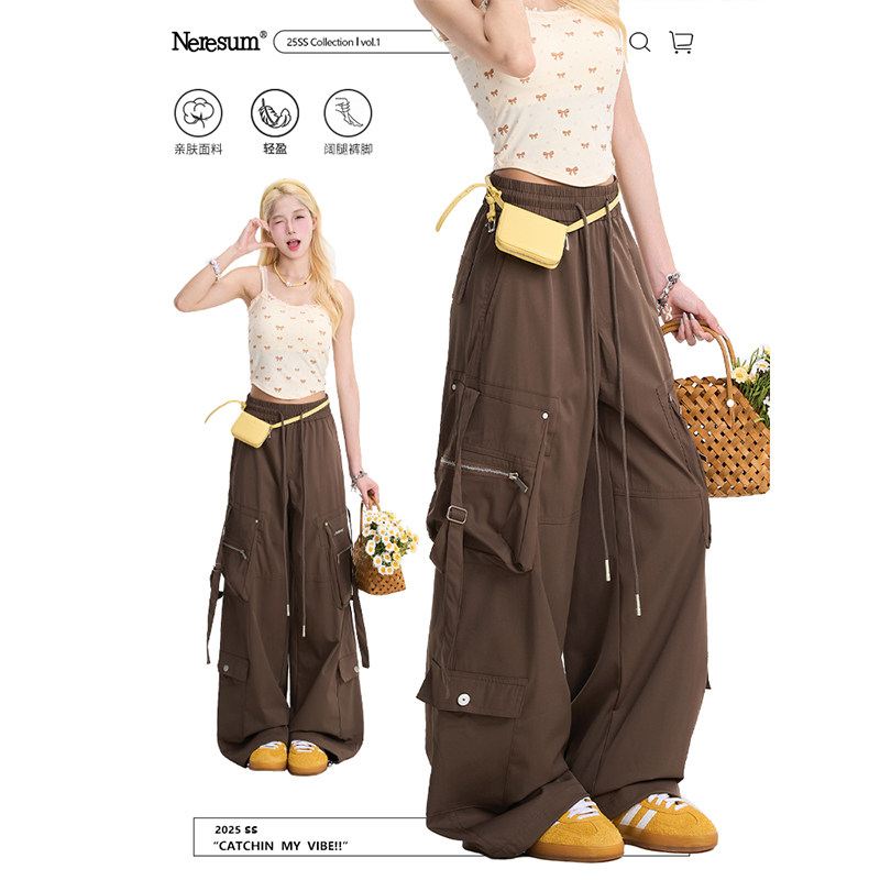 NERESUM工装裤女潮牌户外运动速干裤子美式多口袋休闲阔腿直筒裤,女装/女士精品,休闲裤,淘宝优惠券,粉丝福利购,淘宝优惠卷