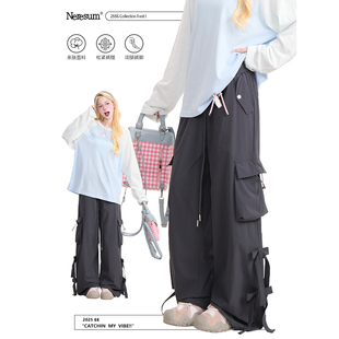裤 宽松显瘦百搭休闲裤 女美式 新款 潮牌多口袋直筒裤 NERESUM工装