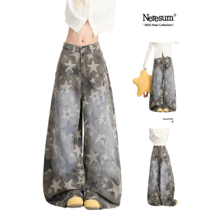 星星迷彩工装 街头弯刀裤 裤 新款 女复古做旧宽松阔腿裤 NERESUM美式